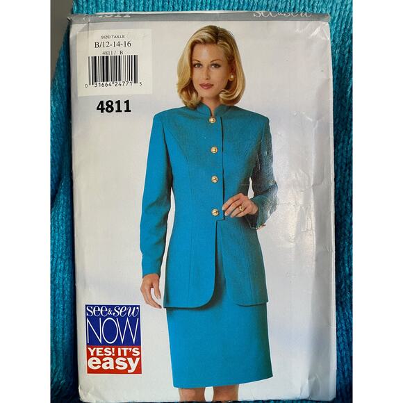 Butterick Sewing pattern 4811 Suit long blazer straight skirt - Picture 1 of 5